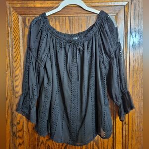 INC Black Sheer Blouse